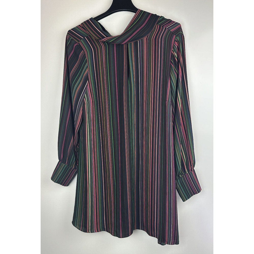 NWT City Chic Illusion LS Stripe Shift Mini Dress / Tunic Top Tie Plus Size 18 - Picture 2 of 14